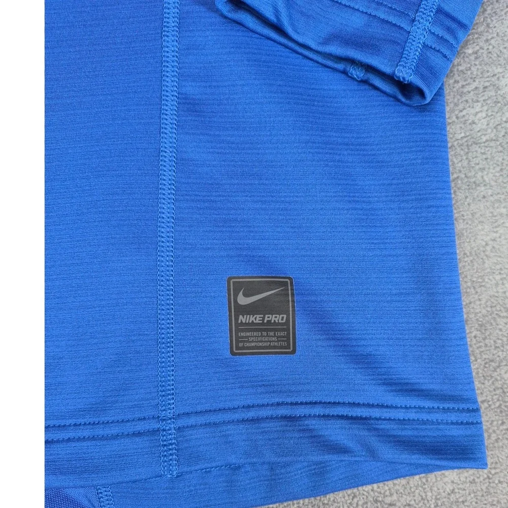 Nike Pro Hyperwarm Mens Medium Blue Fitted Long Sleeve Thermal Athletic Top